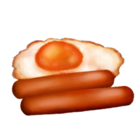 fired egg with sausage watercolor clipart png