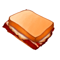sándwich de tocino ahumado y huevo frito tostadas acuarela clipart png