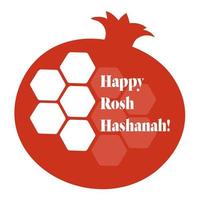 Happy Rosh Hashanah. Congratulations on the background of a red pomegranate. Vector illustration.
