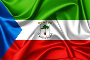 Equatorial Guinea 3d waving flag close-up silk texture image illustration background photo