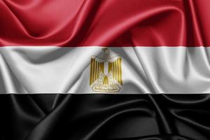 Egypt 3d waving flag close-up silk texture image illustration background photo