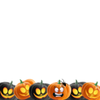 Photo frame with carved smile pumpkins png