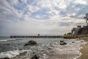 Beautiful seascape with a big pier. Day view photo