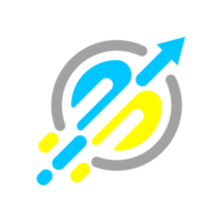 plantilla de logotipo de crecimiento hacia adelante azul amarillo png