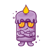 cute candle character mascot with cool expression isolated cartoon in flat style design png