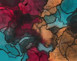 Colorful watercolor ink paper texture on dark background. Chaotic abstract organic design. Waves divorces, blots. photo