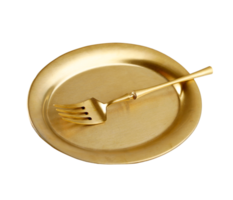 plato dorado con tenedor png
