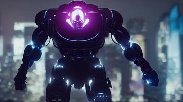 3d rendering. Robot. Metal and glowing lines. Futuristic man. Artificial intelligence. photo