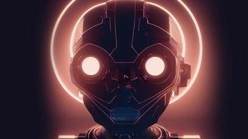 3d rendering. Robot. Metal and glowing lines. Futuristic man. Artificial intelligence. photo