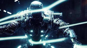 3d rendering. Robot. Metal and glowing lines. Futuristic man. Artificial intelligence. photo