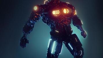 3d rendering. Robot. Metal and glowing lines. Futuristic man. Artificial intelligence. photo