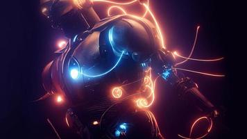3d rendering. Robot. Metal and glowing lines. Futuristic man. Artificial intelligence. photo