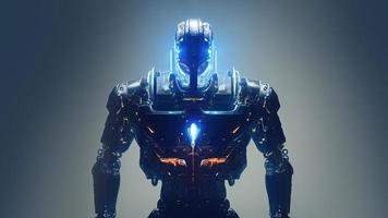 3d rendering. Robot. Metal and glowing lines. Futuristic man. Artificial intelligence. photo
