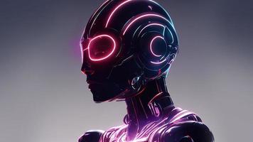 3d rendering. Robot. Metal and glowing lines. Futuristic man. Artificial intelligence. photo