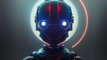 3d rendering. Robot. Metal and glowing lines. Futuristic man. Artificial intelligence. photo