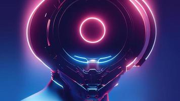 3d rendering. Robot. Metal and glowing lines. Futuristic man. Artificial intelligence. photo