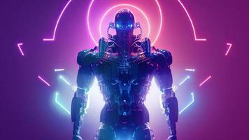 3d rendering. Robot. Metal and glowing lines. Futuristic man. Artificial intelligence. photo