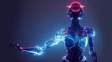 3d rendering. Stylish handsome cyborg. Metal and glowing lines. Futuristic woman. Artificial intelligence. photo