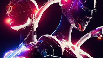 3d rendering. Stylish handsome cyborg. Metal and glowing lines. Futuristic woman. Artificial intelligence. photo