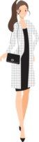 mulher elegante em desenho de estilo simples de roupa de trabalho preto e branco png