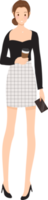 mulher elegante em desenho de estilo simples de roupa de trabalho preto e branco png