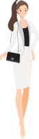 mujer en traje de trabajo blanco y negro estilo plano png