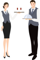 professional waiter and waitress flat style collection png