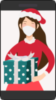 femme de noël en robe rouge et verte achats en ligne par téléphone portable png