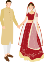 beautiful Indian couple bride and groom in traditional wedding sari dress png