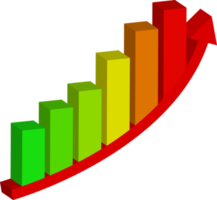 graphique en hausse du vert au rouge pour l'inflation de la crise financière ou l'élément 3d infographique du coût de la vie