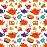 Pattern of various autumn desserts png