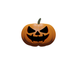 png tête de citrouille couleur orange illustration de rendu 3d pour fond d'halloween.