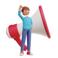 cute boy students are giving oration, 3d cartoon illustration concept png