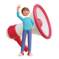 cute boy students are giving oration, 3d cartoon illustration concept png