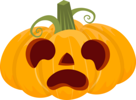 Orange Ghost Cartoon Pumpkin. Transparent background for decorative use. Ghosting at Halloween Festival. scary smile