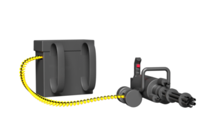 3D-Minigun-System Rotations- oder Maschinengewehrwaffe automatisch isoliert. 3D-Darstellung png