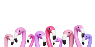 sommar resa begrepp, 3d uppblåsbar flamingo huvud med Plats isolerat. 3d framställa illustration png