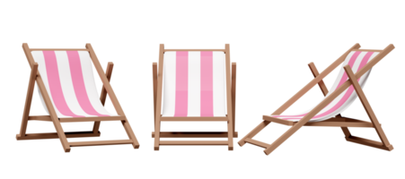 conjunto de sillas de playa 3d aislado. ilustración de procesamiento 3d png