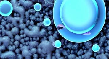 Realistic microscopic viruses of various shape on blue blurred background seamless pattern illustration photo