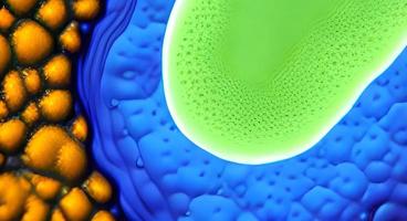 viruses and bacteria of various shapes against a blue background. Concept of science and medicine. rendering photo
