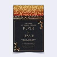 Elegant wedding invitation with pattern motif vector