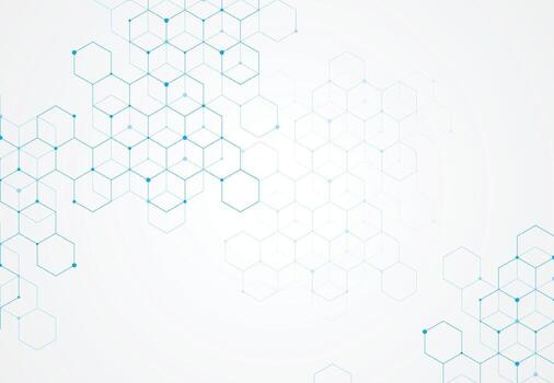 Abstract hexagonal molecular structures in technology background and science style. Medical design. Vector illustration
