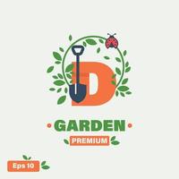 jardín alfabeto d logo vector