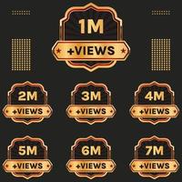 million views celebration background design banner 1 million views to 7 million views label se vector