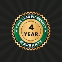 golden 4 year warranty badge vector