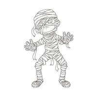 Mummy Simple vector illustration with line-art on white background.