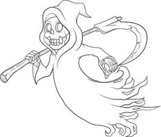 grim reaper Simple vector illustration with line-art on white background.