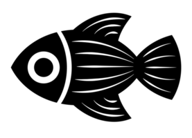 illustration de poisson png noir et blanc avec fond transparent. illustration de poisson abstraite et stylisée.