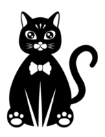 lindo gato icono negro ilustración png, con fondo transparente. png