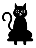 Cute cat black icon illustration PNG, with transparent background